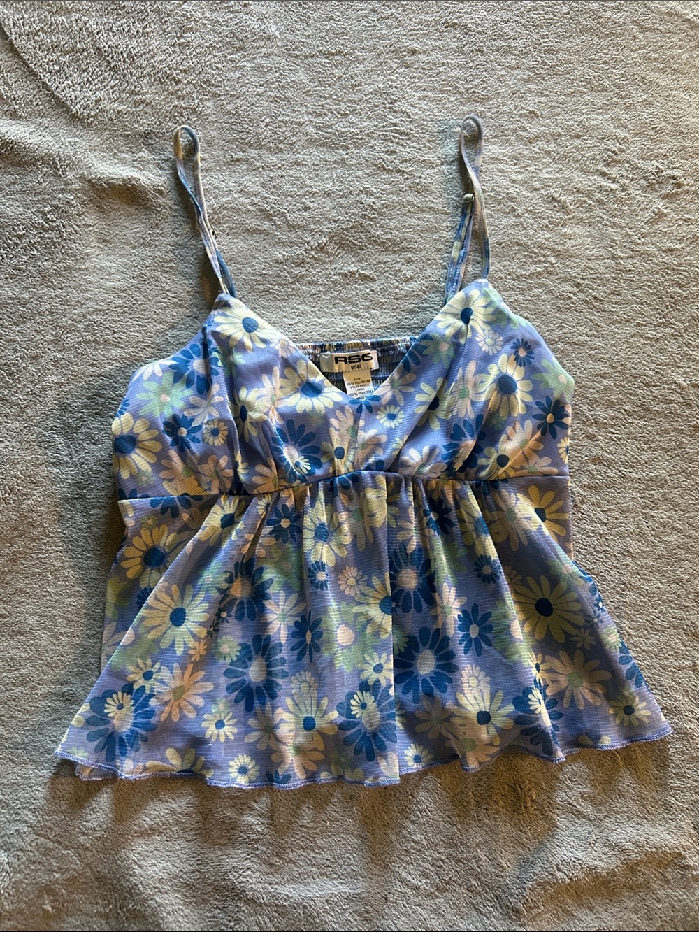 Floral V-Neck Spaghetti Strap Camisole in Light Blue RSQ